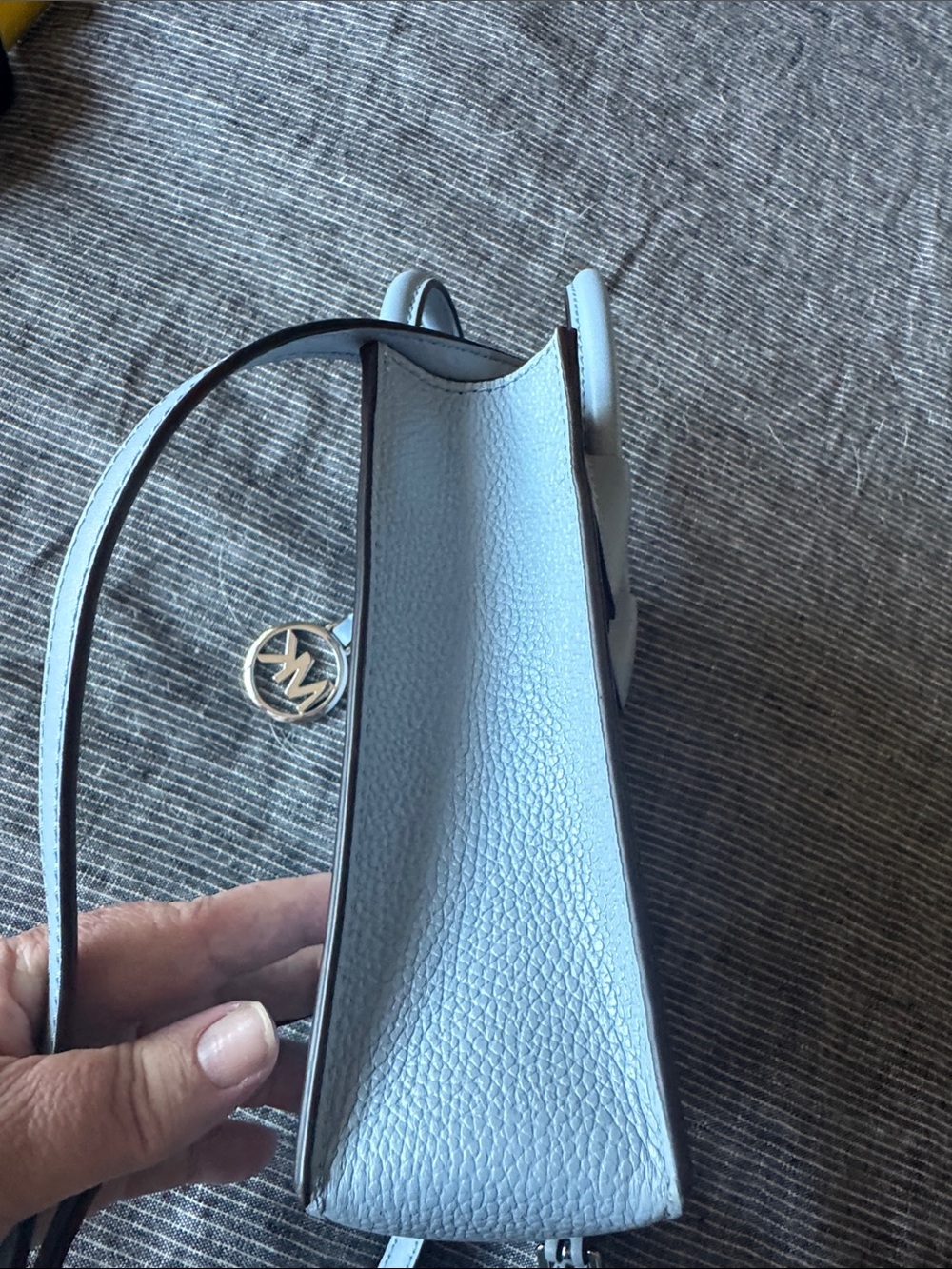 Michael Kors Light Blue Pebbled Leather Mini Tote Crossbody - Picture 5 of 6